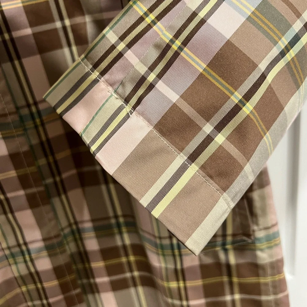 GAP Women's Trench Coat - Brown and Pink Plaid - Picture 7 of 16